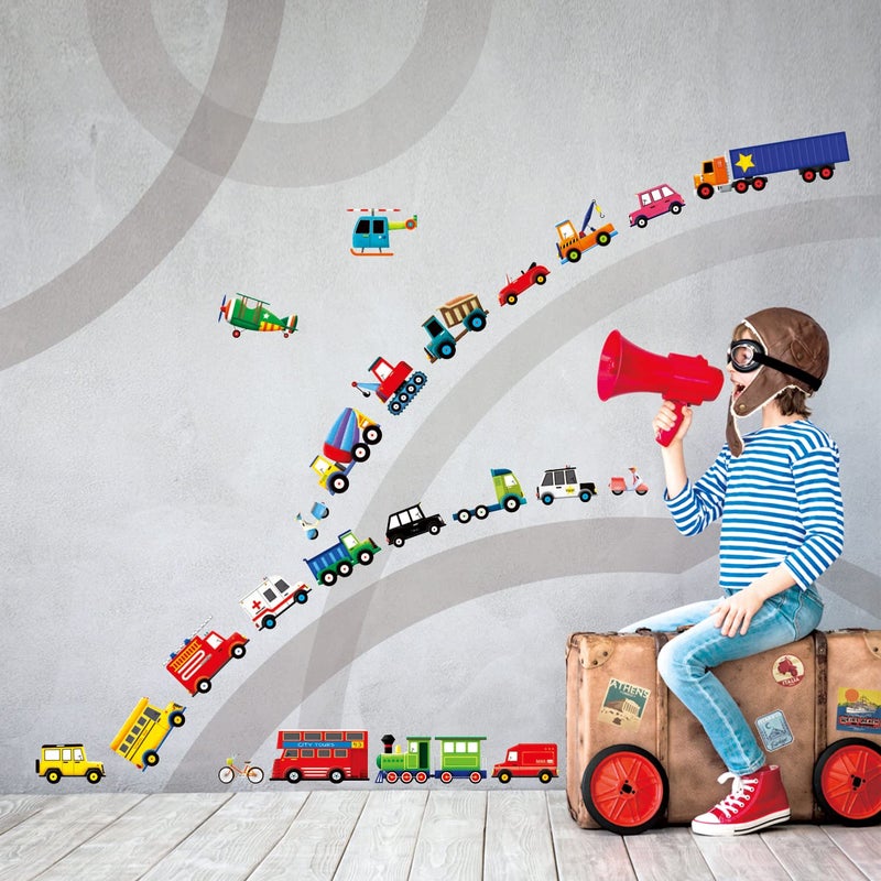 DECOWALL DS4-8004 Transports Kids Wall Stickers Wall Decals Peel and Stick Removable for Kids Nursery Bedroom Living Room (Small) d?cor - Image 2